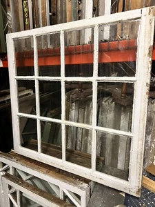 c1800 ANTIQUE 12 pane wooden window ANTIQUE vintage glass 33.25 x 31.25 x 1 1/8” - Picture 1 of 12