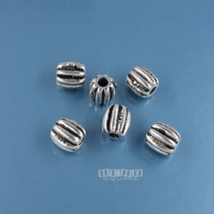 6 cuentas espaciadoras ovaladas de arroz acanaladas de plata esterlina oxidada 4,4 mm x 4,8 mm #33860 - Imagen 1 de 2