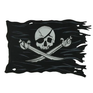 Pirate Ship Battle Flag Black Decal Sticker - Car Truck RV Cup Boat Tablet Cell - Picture 1 of 1
