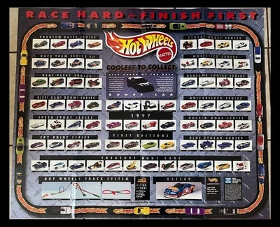 Vintage Hot Wheels 1997 30" X 36" Poster Coolest To Collect Race Hard Ultra Cool - Image 1 of 4