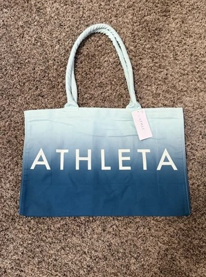 Bolso de Mano Athleta Azul Ombre Lona Nuevo con Etiquetas Asas de Cuerda Gradiente Gimnasio Playa Viaje Foto 1 de 4