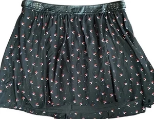 Falda patinadora de cuero con estampado de pájaros tórridos para mujer 20 Plus negra mini colibrí - Imagen 1 de 16