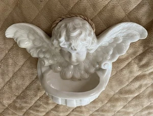 Belleek Cherub Angel Holy Water Font Wall Pocket 7.5"  x 5" 6th Green Mark READ - Picture 1 of 5
