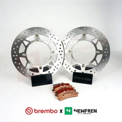 Brembo Front Brake Discs + Newfren TS1 Pads for Yamaha XV 1100 Virago 1999-2000 - Image 1 of 2