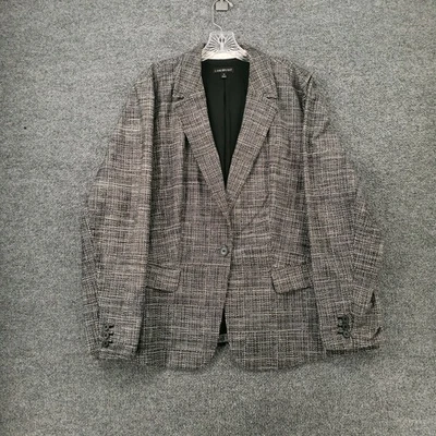 Blazer Lane Bryant Mujer 24 Gris Mono Pecho Forrado Traje Chaqueta Muesca Carrera Foto 1 de 4