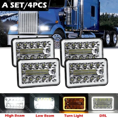 Faros LED altos/bajos de 4x6"" con DRL para Peterbilt 379 378 Freightliner FLD120 4 un. Foto 1 de 4