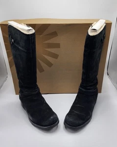 UGG Jillian Wildleder/Lammfell hoher Reißverschluss Stiefel Größe 7,5 US gebraucht - Bild 1 von 9