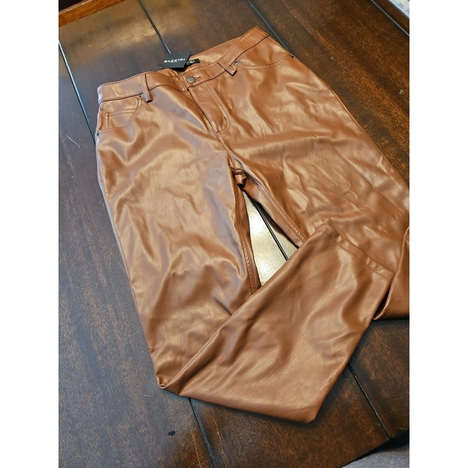 BACCINI NYC коричневый искусственного женщин размер 8 кожаные брюки новый с Ярлыками - Изображение 1 из 4