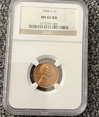 1944-S Lincoln Wheat Penny NGC MS-65 RD - Image 1 of 2