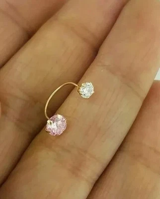 Женский пупок с розовым сапфиром 1 карат с покрытием из желтого золота 14 карат - Изображение 1 из 4