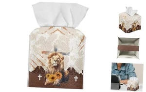 Sunflower Print Tissue Box Cover Lion Printed Cube Square Facial Tissue - Picture 1 of 8