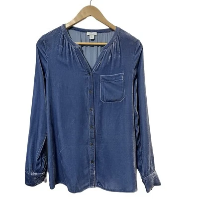 Sundance каталог романтический бархат шелковая смесь верхний размер XS синий фея на пуговицах - Изображение 1 из 4