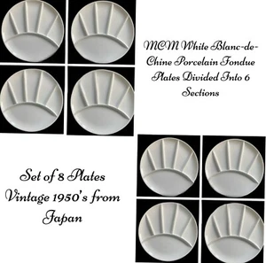 8 MCM weiße Porzellanfondue-Platten unterteilt in 6 Abschnitte Japan - Bild 1 von 8