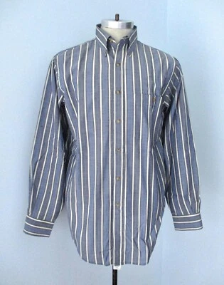 Vtg 70s 80s Arrow Blue Beige Stripe Polycotton Disco Office BD Shirt 15-33 M - Image 1 of 4