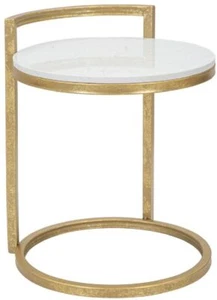 Mauro Ferretti Beistelltisch Marmor Rund 40x43x50 cm gold weiß - Bild 1 von 8