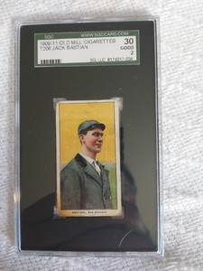 1909 T206 RARE BACK Old Mill JACK BASTIAN 30 GOOD SGC 2- SOUTHERN LEAGUER