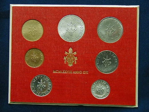 1978 Italy VATICAN COINS complete set UNC with silver Paulus VI in official BOX Cover