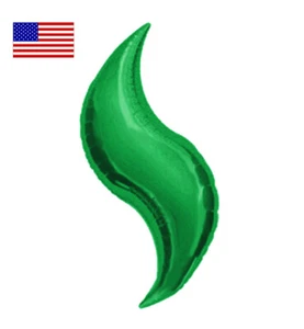 18" Grün Kurve Wellenform 5 Mylar Ballon für Blatt Wedel Blumen Designs - Bild 1 von 2
