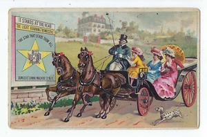 Haushaltsnähmaschine Sammelkarte Pferde & Kutsche viktorianische Damen Dalmatiner - Bild 1 von 2