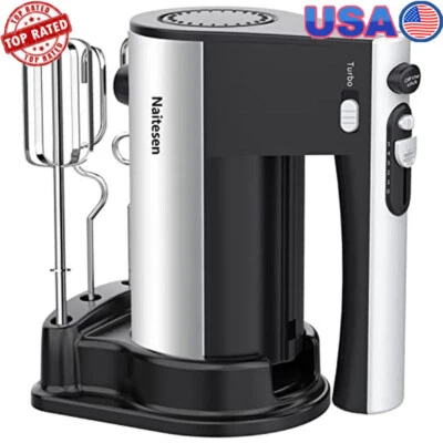 600W Electric Hand Mixer Turbo 10 Speed Professional Baking Dough Mixing Cookies - Image 1 of 4