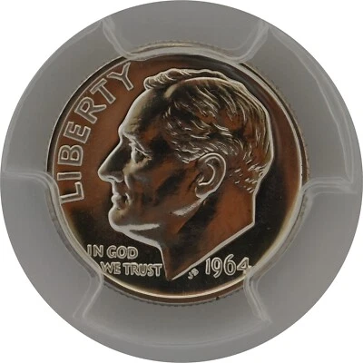 PR68 1964 PCGS GRADED PROOF SILVER ROOSEVELT DIME RARE UNCIRCULATED COIN PR 68 - Image 1 of 4