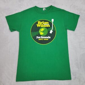 Brian Wilson Shirt Mens Small Green Crew Rock Music Concert Tour Band Pet Sounds