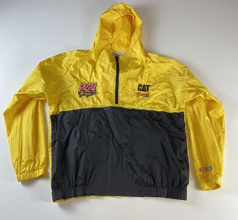 Vintage CAT NASCAR Ward Burton Racing Jacket Size Large Windbreaker 1/2 Zip Cover