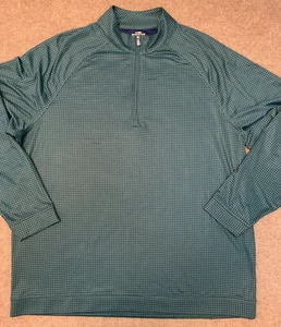 Hart Schaffner Marx Windshirt Mens XL Long Sleeve 1/4 Zip Green Houndstooth Golf - Picture 1 of 6