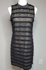 NWT J. CREW Women Sheath Dress 4 Black Fringe Lace Sleeveless Knee Length Party - Picture 1 of 12