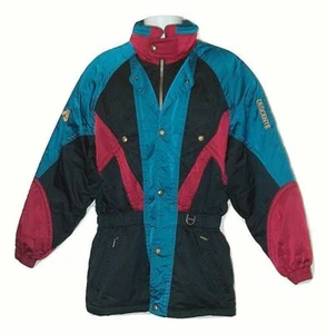 Descente Ski Snowboarding Jacket Vintage Color Block Hooded Embroidered Coat M - Picture 1 of 12