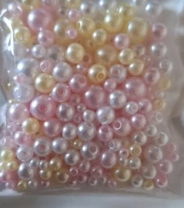 Beutel mit + 150 Acrylperlen Rosenverlauf, 3 bis 8 mm, neu - Bild 1 von 2
