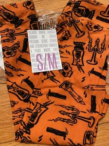 BNWT LuLaRoe Halloween Kids Leggings S/M Orange and Black - Picture 1 of 2