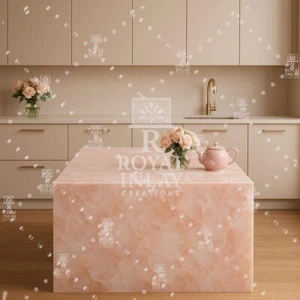 Pink Quartz Countertop – Polished Rose Quartz Vanity or Bar Surface Custom Cut - Picture 1 of 11