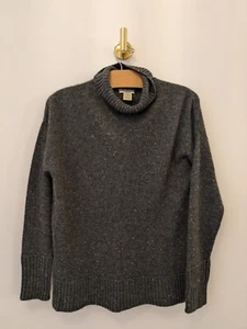 Vertical Design 100% Cashmere Two-ply Gray Mock Neck Sweater - Picture 1 of 6
