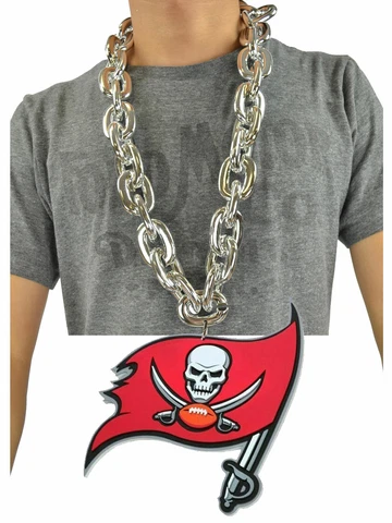 New NFL Tampa Bay Buccaneers Silver Fan Chain Big Necklace Foam Cover