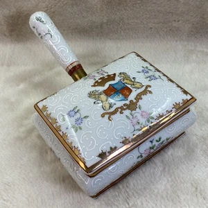 Antique Edme Samson French Porcelain Armorial Box With Handle Lid Coat of Arms - Picture 1 of 12