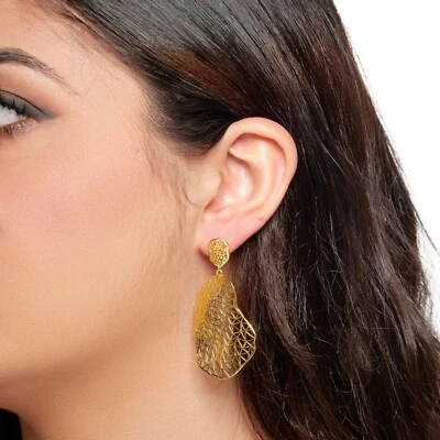 ORECCHINI FRAMMENTO ARGENTO 925 RODIATO IN ORO GIALLO - Immagine 1 di 2