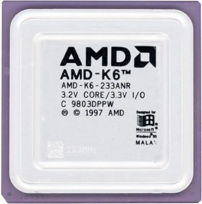 Processor CPU AMD K6 AMD-K6-233ANR 233MHZ Socket 7 66MHz 64KB Cache 32-bit - Image 1 of 2