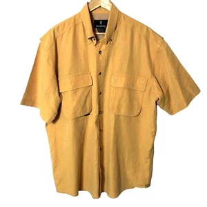 Browning Rip Stop Fishing Shirt Mens Large Mustard Button Down Vented Casual - Picture 1 of 9