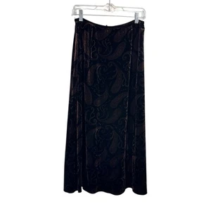 Vintage Talbots Skirt Size 8 Dark Paisley Velvet Midi Whimsigoth Witchy Silk - Picture 1 of 6