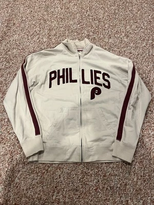 Phillies Large 47 Brand Cream Zipper Jacket 100% Cotton - Image 1 of 4