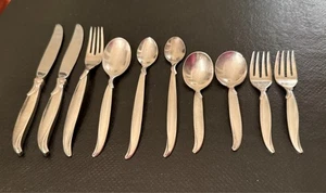 1847 Roger Bros IS Flair Silverplate Besteck 12 Teile Messer Gabeln Löffel MCM 1956 - Bild 1 von 19