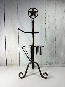 OOAK HANDMADE RUSTIC WROUGHT IRON TOILET PAPER STAND HOLDER FARMHOUSE CABIN - Picture 1 of 16