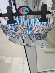 BNWT Next Blue/Ecru Bikini Top Size 32A - Picture 1 of 5