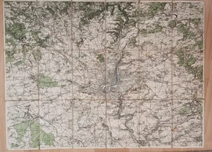 Tschechoslowakei  alte Landkarte auf Leinen Velka Praha a okoli  ca.74x55cm - Picture 1 of 8