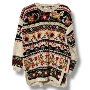 Maglione maglia maglione vintage Heirloom Collectibles taglia grande colori autunnali difetto - Foto 1 di 13