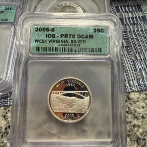 2005 S  90% Silver Proof West Virginia Quarter ICG PR70 DCAM PR07 - Picture 1 of 3