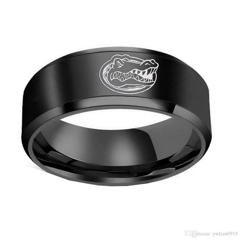 Florida Gator Brushed Black Stainless Steel Engraved Ring Sizes 8 9 10 11 12 13 Cover