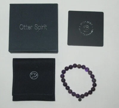 New Otter Spirit Amethyst Beaded Bracelet Authentic AAA Grade Size L, 6.5" - Image 1 of 2