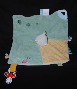 Doudou plat ours NOUKIES NOUKIE'S vert escargot attache tétine dentition NEUF - Picture 1 of 1